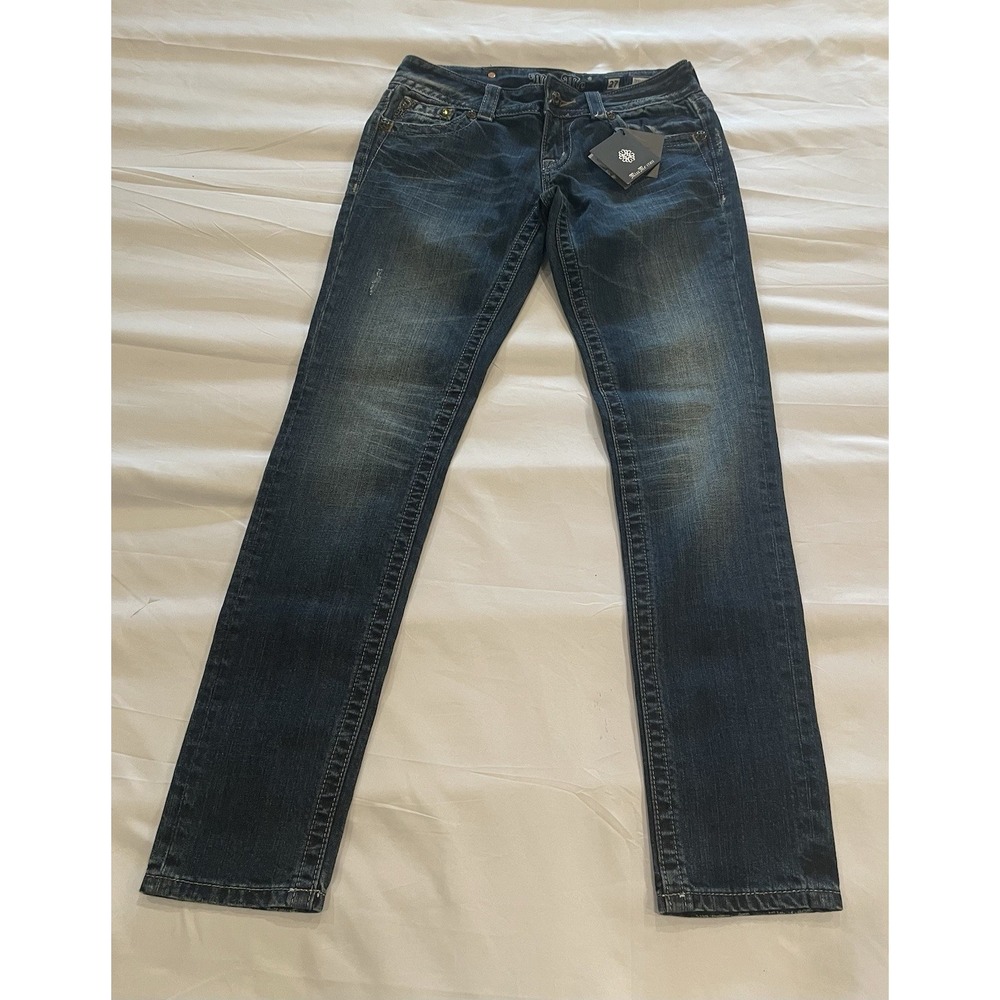 Miss Me Jeans Womens Size‎ 27 Blue Skinny Pockets Stretch Denim NEW